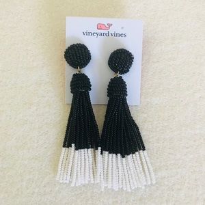 Black and White tassel earrings